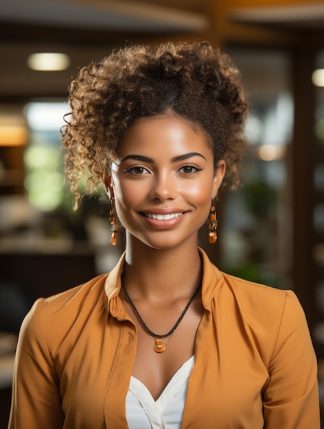 Uma mulher de negócios africana feliz