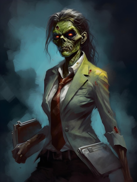 Uma mulher de negócios zumbi