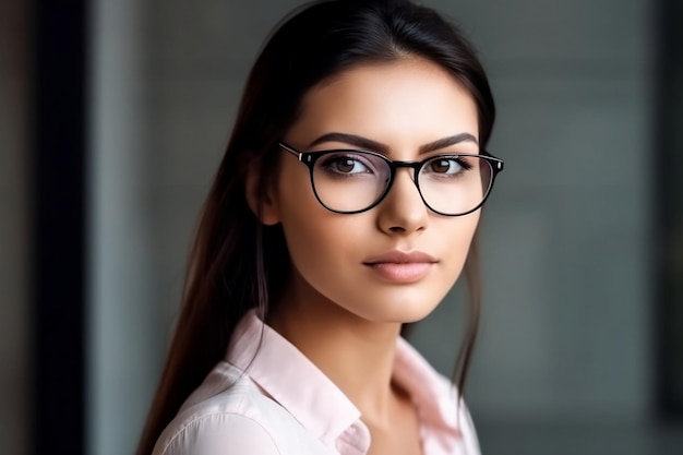Uma mulher de óculos