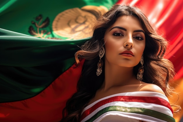 Foto uma mulher e bandeira mexicana independência do méxico independencia de mxico