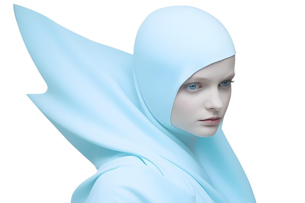 Uma mulher em um turbante azul