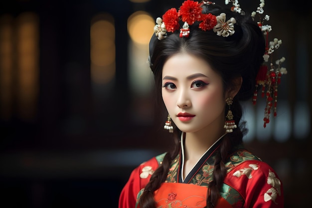 Uma mulher em um vestido tradicional chinês Cultura chinesa Ásia