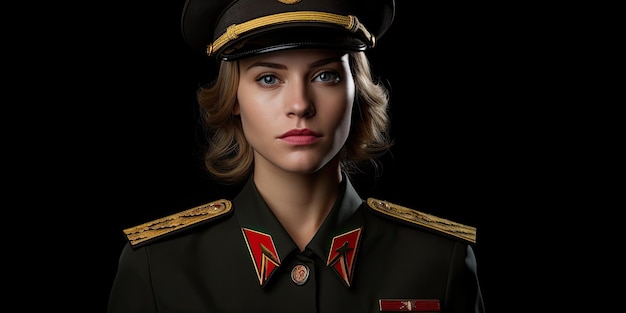 Foto uma mulher em uniforme militar