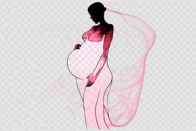 Uma mulher grávida com um vestido rosa