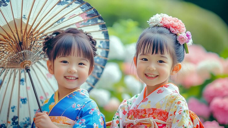 Foto uma mulher japonesa tradicional em um elegante kimono exalando graça e beleza