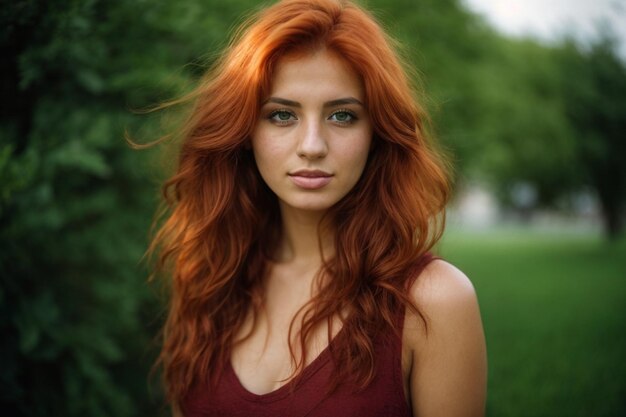 Uma mulher linda, ruiva.