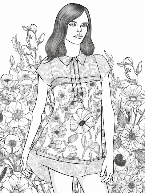 Foto uma mulher parada em um campo de flores com um capuz generativo ai