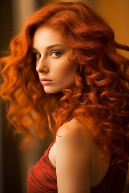 Uma mulher ruiva com um cabelo ruivo.