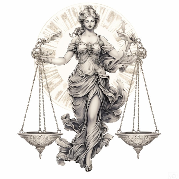 uma mulher segurando a balança do símbolo da justiça