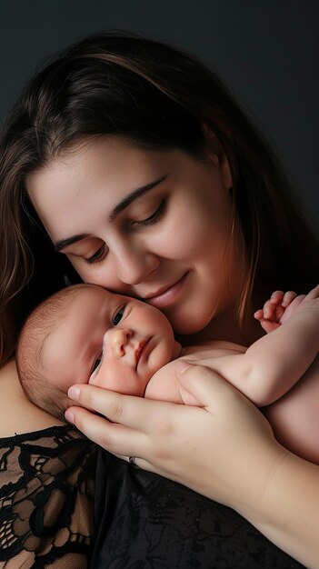 Foto uma mulher segurou o lindo bebê