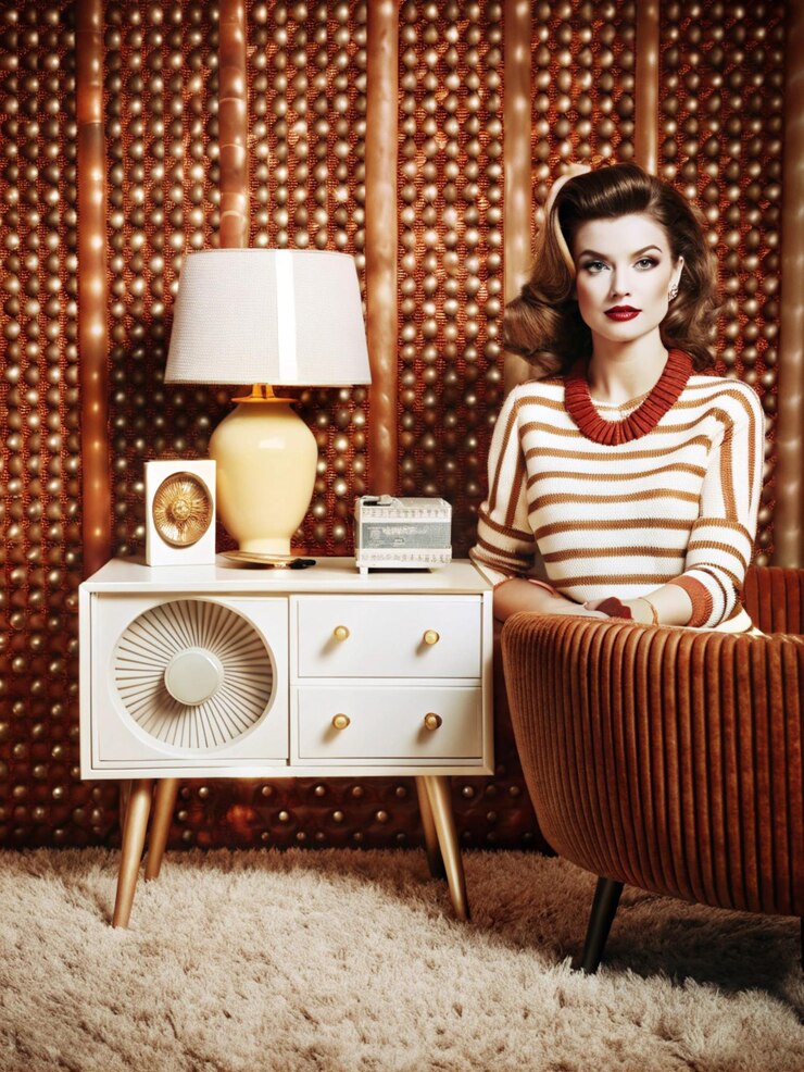 Foto uma mulher senta-se em uma cadeira na frente de uma mesa com uma lâmpada e uma caixa de lenços