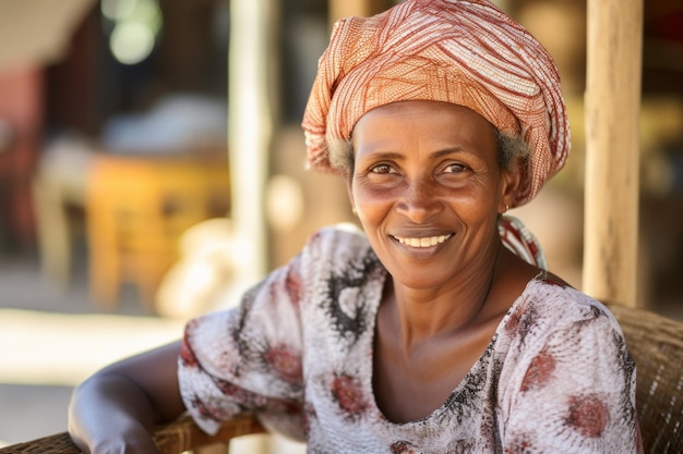 uma mulher sorri para a câmera