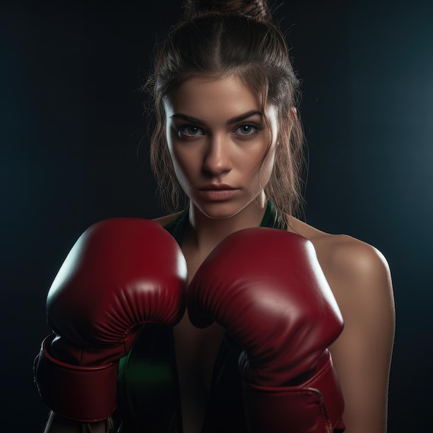 uma mulher usando luvas de boxe