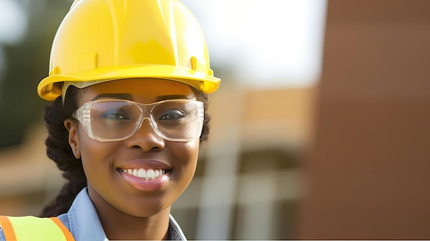 Uma mulher usando um capacete e óculos de proteção