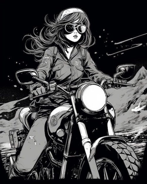 Uma mulher usando um capacete e óculos escuros com a palavra trovão