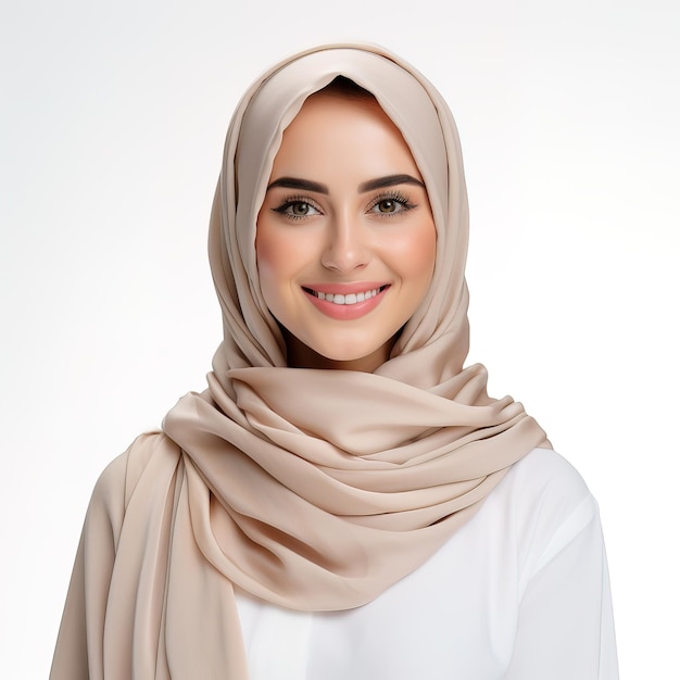 uma mulher usando um hijab com um sorriso no rosto