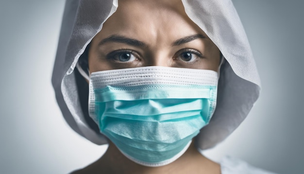 Uma mulher usando uma máscara cirúrgica