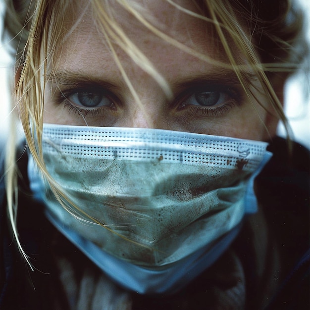 Foto uma mulher usando uma máscara com uma máscara facial