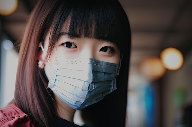 Uma mulher usando uma máscara facial para impedir a propagação do coronavírus