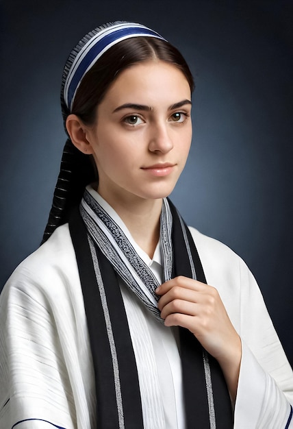 Foto uma mulher vestindo um kimono com um lenço ao redor do pescoço