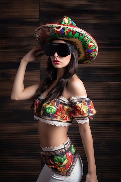 Uma mulher vestindo uma foto de roupa mexicana