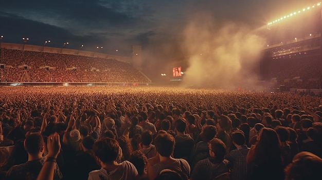 Uma multidão de pessoas em um show de rock no estádio Generative AI