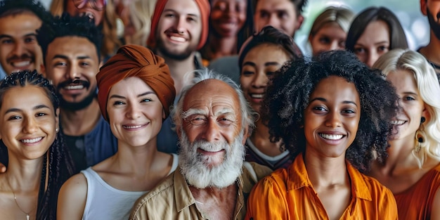 Foto uma multidão diversa e alegre celebrando a unidade entre culturas e gerações conceito unidade celebração de diversidade culturas gerações