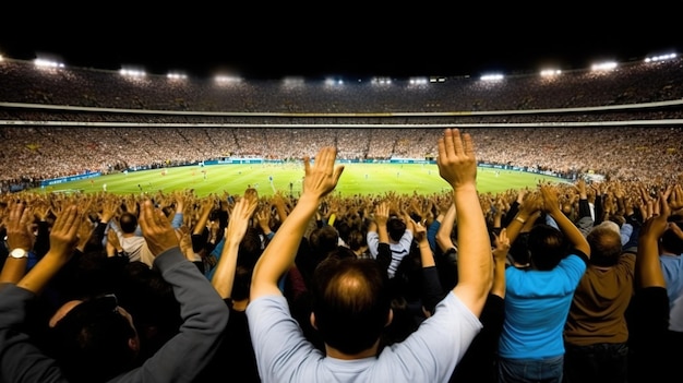 Uma multidão em um estádio esportivo