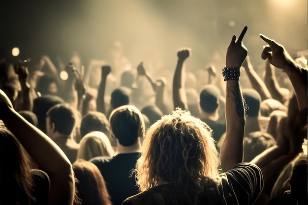 Foto uma multidão em um show com a palavra música na frente