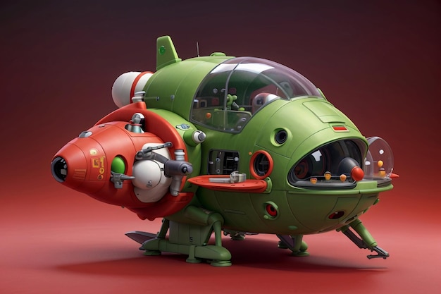 uma nave espacial de cor verde