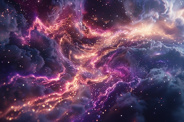 uma nebulosa colorida está voando pelo universo