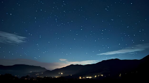 Uma noite bonita com um céu sereno cheio de estrelas