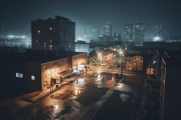 Uma noite chuvosa na cidade de almaty