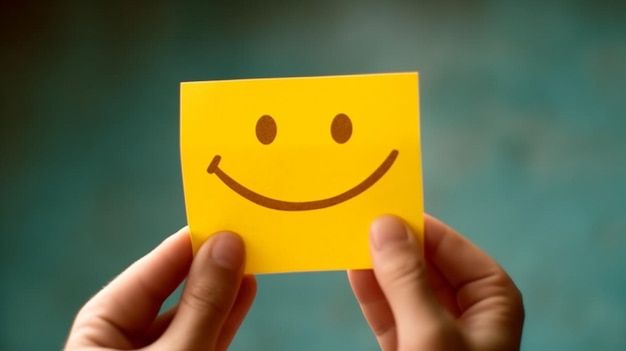 uma nota adesiva amarela com uma cara sorridente desenhada