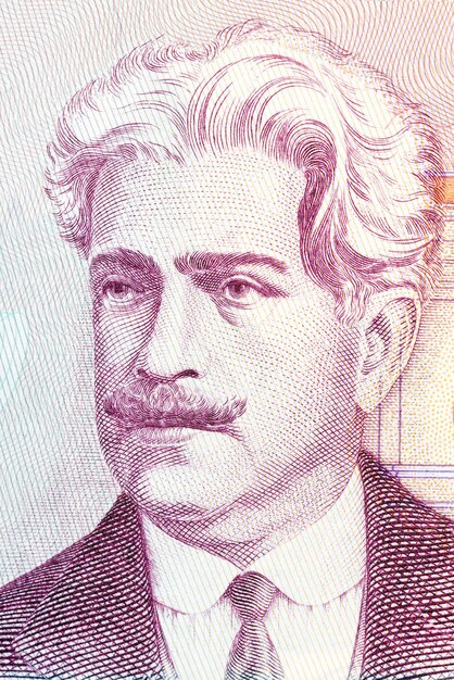 uma nota de um dólar com um bigode e uma foto de um homem