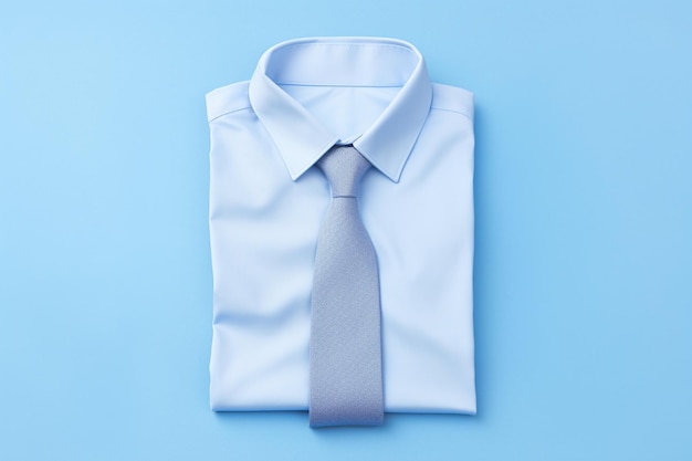 Uma nova camisa masculina com uma gravata em um fundo azul vestido corporativo em um fondo azul vestido formal