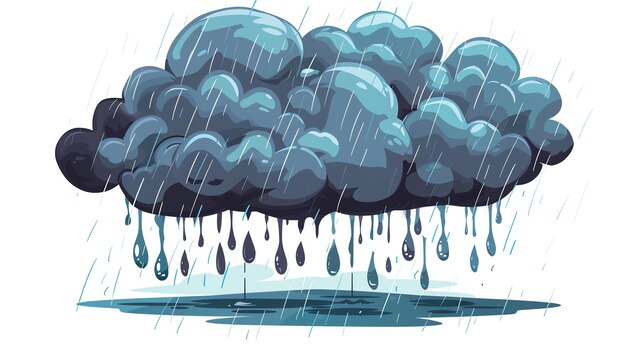 Foto uma nuvem de chuva escura é representada na imagem a nuvem é representada em estilo de desenho animado e tem uma cor de gradiente preto e azul