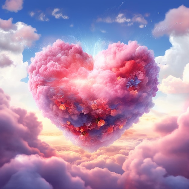 uma nuvem em forma de coração com as palavras amor no meio dela