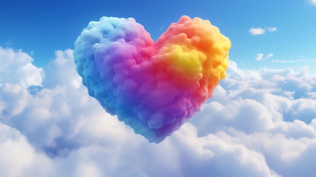 Uma nuvem em forma de coração flutuando no céu