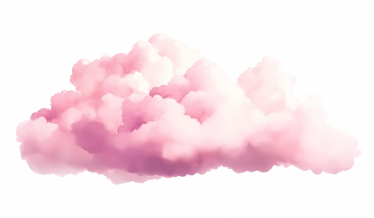 Foto uma nuvem rosa com um fundo branco