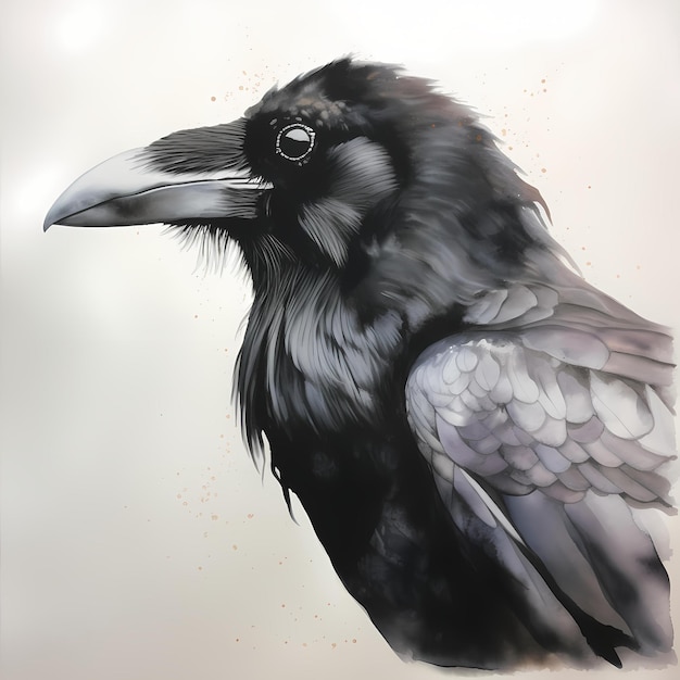 Uma obra de arte de pintura de um retrato de Raven