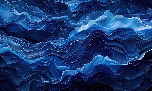 Uma obra de arte digital de ondas azuis fluindo criando uma atmosfera serena Gerar IA