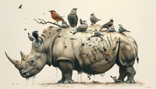 uma obra de arte focada na interação entre diferentes espécies