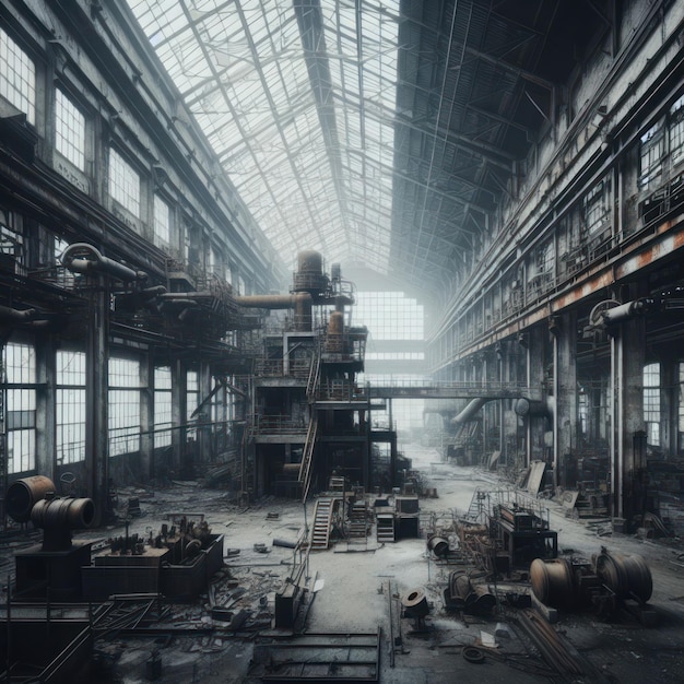 Uma oficina industrial abandonada por dentro