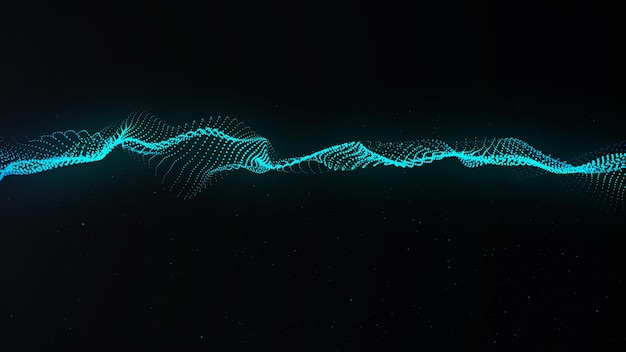 Uma onda 3d digital em movimento Fundo escuro futurista com partículas azuis dinâmicas O conceito de big data Ciberespaço renderização em 3d
