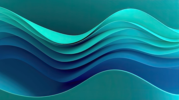 Uma onda azul com fundo verde.