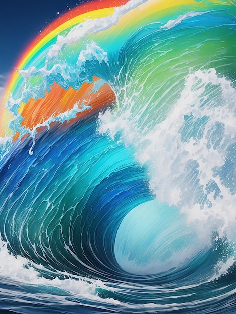 Foto uma onda colorida é pintada com a cor do arco-íris