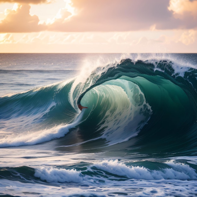 Uma onda com a palavra surfista.