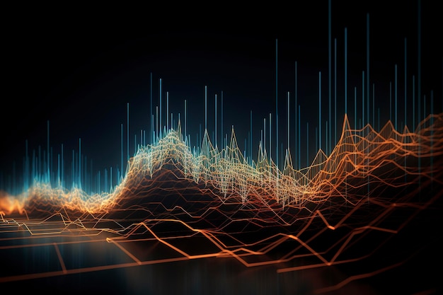 Uma onda de linhas e pontos de conexão o conceito de big data e tecnologia fundo abstrato com onda dinâmica com gerar ai