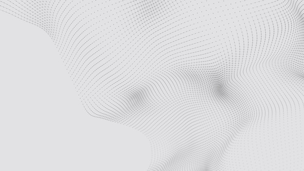Uma onda de partículas Onda futurista do ponto no fundo branco Onda dinâmica Onda 3d